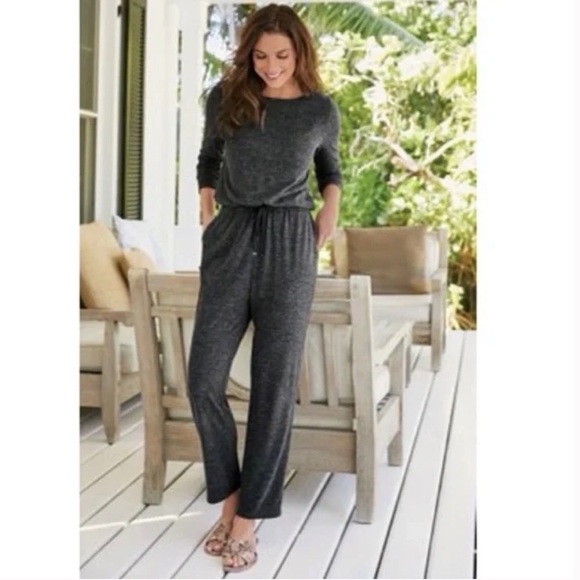 Soft Surroundings Pants - SOFT SURROUNDINGS Hideaway Jumpsuit Terry Cloth XL Lagenlook Straight Wide Leg